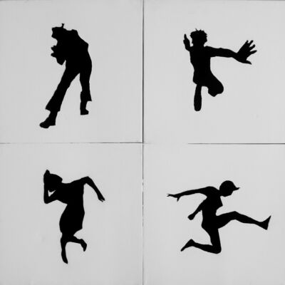 On The Move White/ 90b /90 h On-The- Move- acryl -op- canvas-beeldende-kunst-Marit- Otto