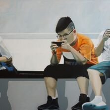 Gameboys- Acryl op canvas 150/100 cm. Uit de serie Brave New World- 2019 gameboys-uit-de-serie-brave-new-world-2019-marit-otto