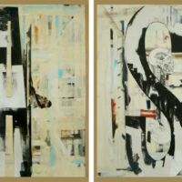 Collage met tape op board (twee-luik) (As(if)- collage- tape -board- twee luik- marot otto-kunst