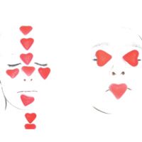 Hartendiefjes -Foto assemblage portret met snoep- Duo Ongezoet 2006 Hartendiefjes - Duo Ongezoet 2006