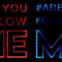 #Do You Follow Me + #Are You Following Me - Two light-boxes with led light. Part of the installation Dedicated Follower. Artwork/diptych without the video. Fitting the theme. #Do You Follow Me + #Are You Following Me